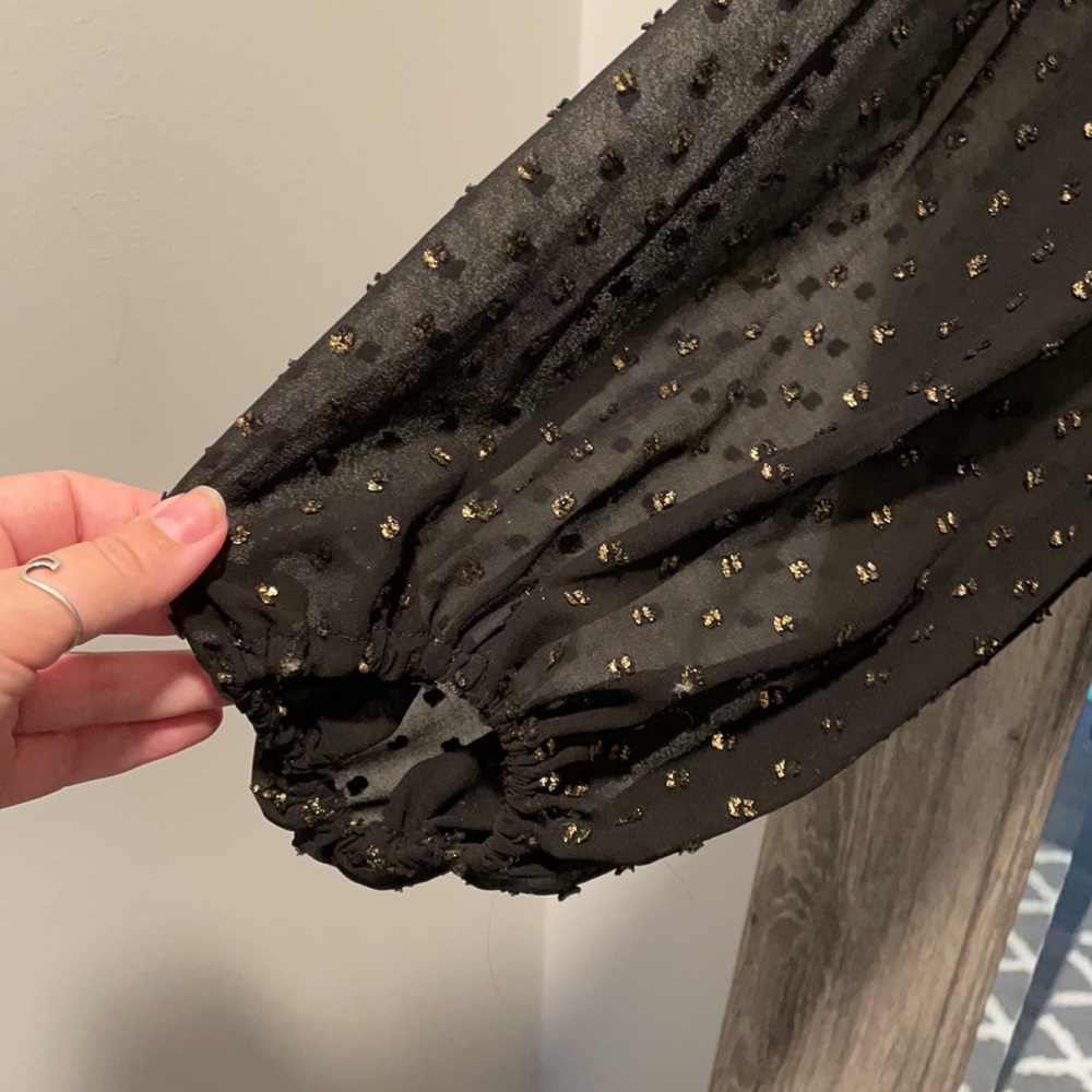 BUDDY LOVE Black & Gold Polka Dot Bodysuit - Picture 3 of 4